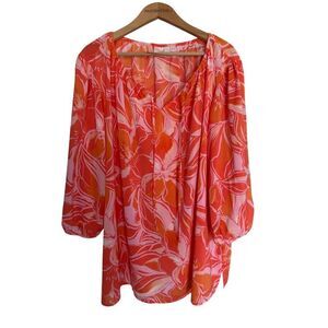 Kim Gravel Belle Tropical Floral Blouse Women's Plus 4X Summer Beach Vacation